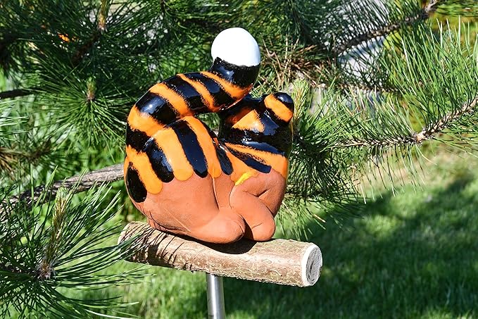 Ceramic Decoration for Garden and Yard | Outdoor Ornament with Stake | Happy Cat | GKW11