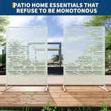 Garveelife Metal Privacy Screen 72" H×47" W for Outdoor Freestanding Decorative Privacy Wall Panels with Stand, Patio Balcony Screens for Outside Divider Deck Porch Garden, 1PC