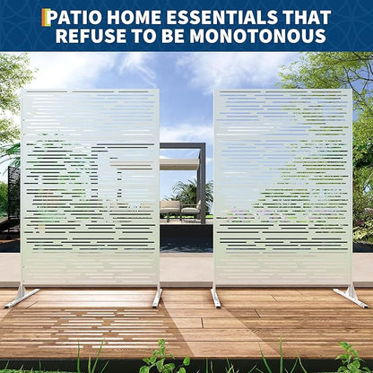 Garveelife Metal Privacy Screen 72" H×47" W for Outdoor Freestanding Decorative Privacy Wall Panels with Stand, Patio Balcony Screens for Outside Divider Deck Porch Garden, 1PC