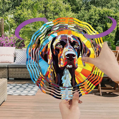 German Shorthaired Pointer Dog Wind Spinners Outdoor Dog Memorial Gifts, 3D Metal Kinetic Hanging Garden Wind Spinner, Spinner Decor, Wind Sculptures for Outdoor & Indoor, Window, Yard Decor (GSP 2)
