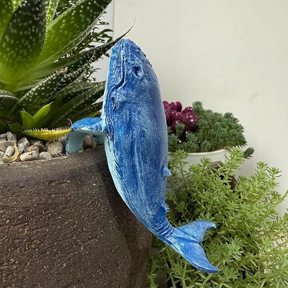 Whale Figure Plant Pot Hanger, Turtle Flower Pot Hugger, Resin Tortoise Statue, Funny Pot Huggers for Planters, Cute Climbing Tortoise Flower Pot Hugger, Garden Fence Balcony Patio Yard (WHALE)