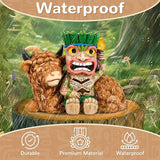 Funny Tiki Highland Cow Solar Garden Statue with LED Light - Outdoor Yard Lawn Patio Decor - Great Birthday Housewarming Gift for Women, Mom, Grandma