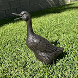 Cast Iron Duck Statue (15.7" Tall) - Heavy Duty Outdoor/Indoor Decor, Rust Brown Garden Art with Lifelike Feather Detailing, Weatherproof Bird Sculpture for Patio, Lawn & Home HC5387