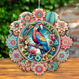 12 Inch 3D Kinetic Wind Spinner for Garden and Yard, Laser-Cut Stainless Steel, Mesmerizing Hanging Decor for Outdoor Patio & Indoor, Vivid Macaw-01