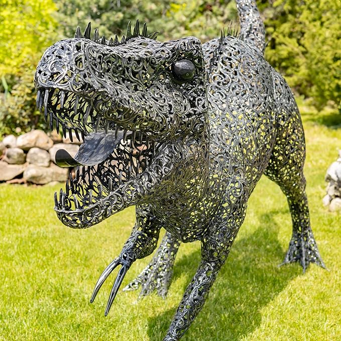 Zaer Ltd. 7.33ft. Tall Giant Metal Tyrannosaurus Rex Garden Statue Chompers
