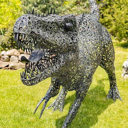 Zaer Ltd. 7.33ft. Tall Giant Metal Tyrannosaurus Rex Garden Statue Chompers