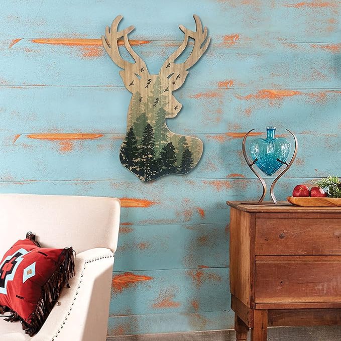 Limygus Wall Hanging Decor Deer Head Wall Art MDF, 10x16 inches, Unframed, Indoor, Home Office, Bathroom, Bedroom, Living Room, Wood, Art Deco, 0.66lbs