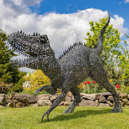 Zaer Ltd. 7.33ft. Tall Giant Metal Tyrannosaurus Rex Garden Statue Chompers