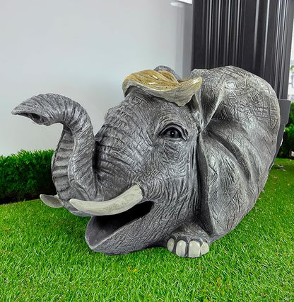 coolboy Elephant Sculpture Gutter Diverter Rain,Deco Gutter Extension Downspout, Eco-Friendly Resin Gutter Extender Diverter,Splash Block, Perfect Rain Gutter Downspout Extension for 3"x4" Downspouts