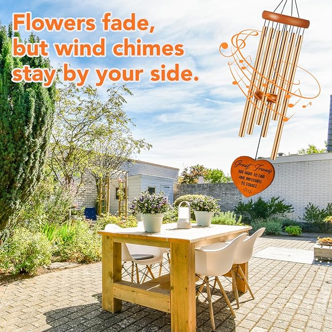 Friend Gifts for Women, 25.5" Aluminum Wind Chimes for Outside with Heart Catcher, Best Friend Birthday Gifts for Soul Sister, Bestie, Friendship Gift for Birthday, Christmas, Home Decor