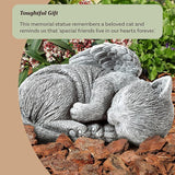 Cat Memorial Stone - Peaceful Sleeping Kitten Angel Statue for Garden, Remembrance, Grave Marker, and Loss - Pet Sympathy Gift by Pure Garden (Gray)
