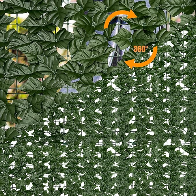 Artificial Ivy Privacy Fence Screen: 60" by 140" (58.5 SQFT) UV-Anti Faux Hedge Fence and Fake Ivy Vine Leaf Wall Panels for Indoor&Outdoor Green Backdrop, Garden Greenery Decor