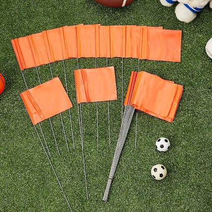 Amylove 300 Pcs Marking Flags 15 x 4 x 5 Inch Marker Flags for Lawn Yard Survey for Lawn Irrigation Landscape Fence Sprinkler Pet Training(Orange)