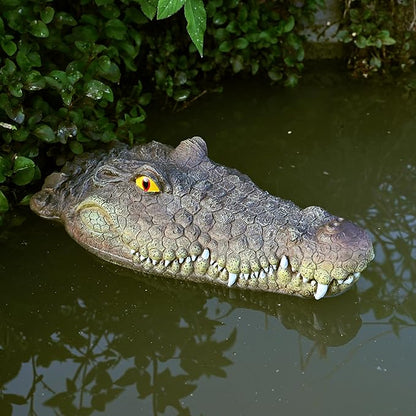 LUEUR Pond Floating Fake Alligator Head Decoy Crocodile Fake Head for Decorations Outdoor Pools Float Fake Gator Head Deterrent Ducks for Pond Decorations,Swimming Pool, Koi Pools
