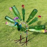 Outdoor Bottle Tree with Peacock Metal Stake for Outdoor Colorful Garden Decorative Bottle Holder & Outdoor