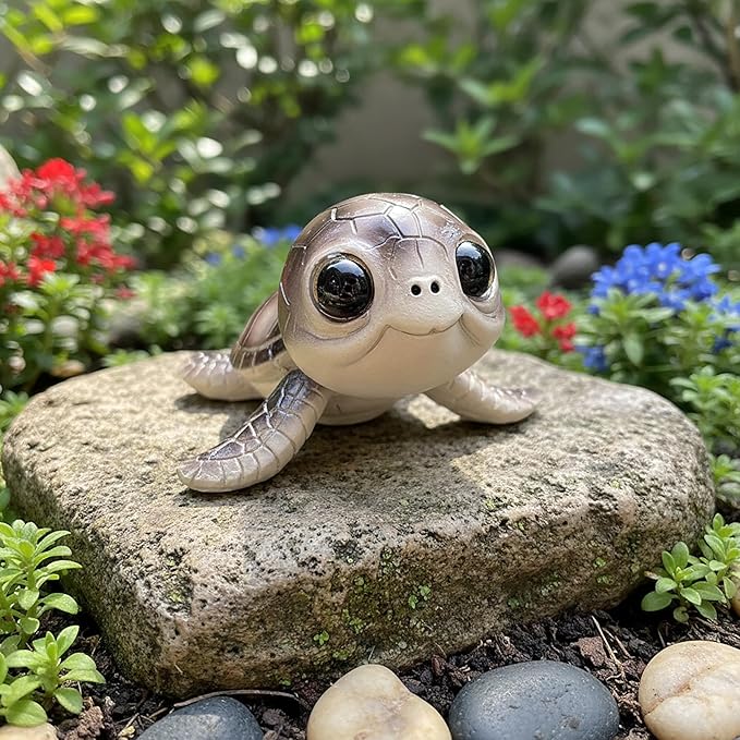 Turtle Statue Garden Decor - Gray Turtle Statue for Outdoor Garden Decor Outside Gardens Animal Statues for Home Courtyard Pond Backyard Patio Decoration Gift for Mother’s Day Women Birthday