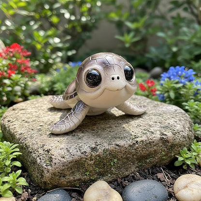 Turtle Statue Garden Decor - Gray Turtle Statue for Outdoor Garden Decor Outside Gardens Animal Statues for Home Courtyard Pond Backyard Patio Decoration Gift for Mother’s Day Women Birthday
