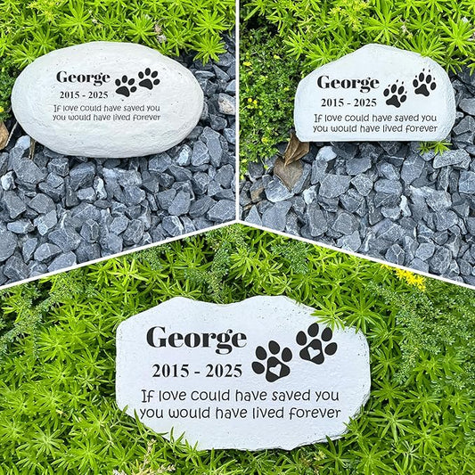 Personalized Pet Memorial Stone - Loss Gift for Dog - Dog Tombstone - Garden Memorial Stone Customized - Cat Headstone - Stepping Stone Outdoor