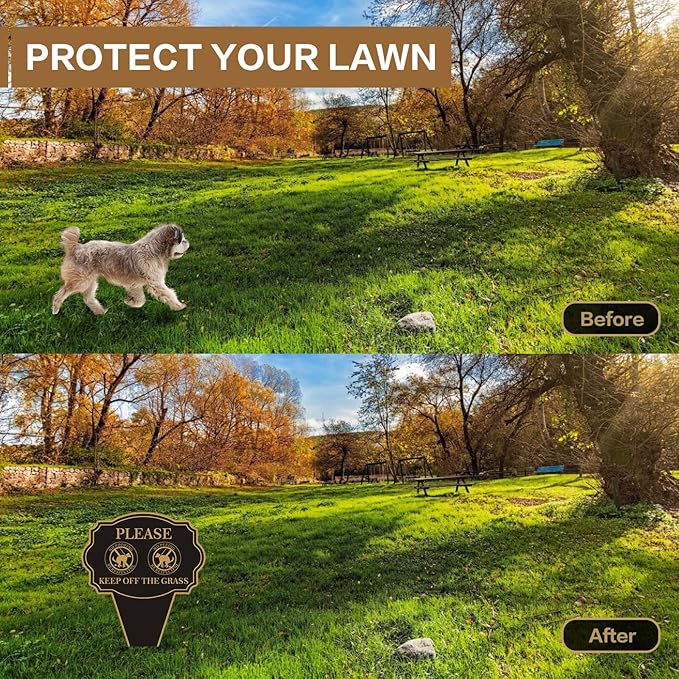Double Sided Yard Sign, Please Be Respectful Keep Off the Grass, 14"x10" No Pooping or Peeing Dog Lawn Stake, Easy Mount for Outdoor Use(1PACK-Keep Off The Grass)
