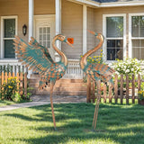 Extra-Large Metal Crane Statue, 36.8" Handcrafted Blue Heron Decor Sculptures with Stable U-Ground Stakes, Backyard Decoration, Metal Garden Bird Animal Yard Art, Lawn Ornament Decor