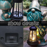 JOYBEE Garden Statues Gnomes with Solar Lantern Outdoor Decor-Gnomes Solar Figurines Lights Decorations for Patio Yard Lawn Ornaments-Gifts for Birthday Easter Housewarming