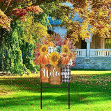 Amyhill 1 Pcs Outdoor Decor Garden Stakes 25 Inch Welcome Yard Signs Decorations Outdoor Decorative Garden Stakes Decorations Patio Lawn Walkway (Fall)