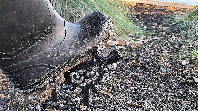 LuLu Decor, Cast Iron Garden Boot Scraper Set of 2, Solid Decorative Design with Pointed Bottom for Easy in ground use, H 10" W 11"(2 Pc Rooster)