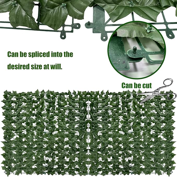 Artificial Ivy Privacy Fence Screen: 40"x 140"(39.2 SQFT) UV-Anti Faux Hedge Fence and Fake Ivy Vine Leaf Wall Panels for Indoor&Outdoor Green Backdrop, Garden Greenery Decor