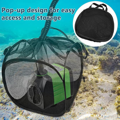 2Pcs Pop Up Pond Filter Bag 10inch Stainless Steel Wire Water Pump Barrier Box Cover Anti-Clogging Metal Frame Foldable Pump Mesh Basket with 2 Handles for Waterfall Swimming Pool Outdoor Fish Pond