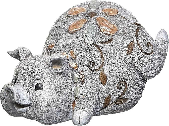 Roman Garden - Pebble Pig Statue, 6H, Garden Collection, Resin and Stone, Decorative, Garden Gift, Home Outdoor Decor, Durable, Long Lasting