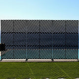 Kozyard Metal Privacy Screen 74" H x 47.2" W Decorative Outdoor Divider with Stand Panels Freestanding Screen Set for Deck Patio Balcony Garden Outdoor&Indoor(Black/Chevron)