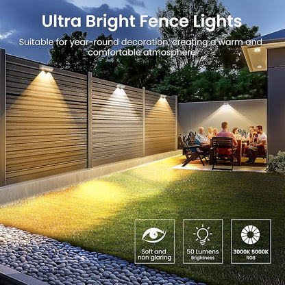 SOLPEX Solar Fence Lights Outdoor, 9 Fixed Colors ＆ Color Changing Fence Solar Lights Outdoor Waterproof IP65, LED Deck Lighting for Backyard Wall Step Patio Railing Pool Porch (16 Pack)