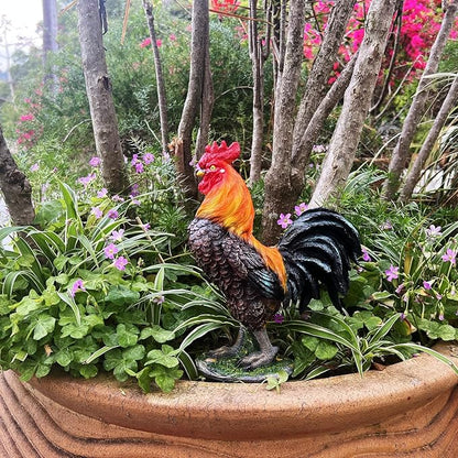 Rooster Garden Statue Decorations, Outdoor Sculpture Chicken Farm Animals Decoration, Chicken Gift Home Decor for Backyard Patio & Lawn Ornaments (Rooster)
