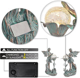 TERESA'S COLLECTIONS Garden Fairy Large Bronze Garden Sculptures & Statues Resin with Solar Outdoor Light, Valentines Decorations Lawn Ornaments for Outdoor Decor, Gifts for Women Mom, 11"
