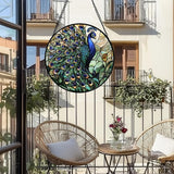 DASTOLL Stained Glass Window Hanging, Blue Green Peacock Decor Suncatcher for Door Garden Home Decoration Bird Sun Catchers Christmas Mother's Day Birthday Gifts for Women Men Mom Nana Friend 6.3 in
