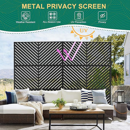 72" H47" W Metal Outdoor Privacy Screen - Freestanding, Decorative Fence (3 Panels)