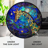 Stained Glass Window Hanging, Giraffe Suncatcher Diamond Glass Panel Landscape Sun Catchers Decor for Birthday for Women, Men, Wife, Aunt, and Mom 7.8 in