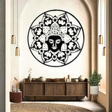 Bellaa 23514 Metal Wall Art Black Buddha Mandala Meditation Yoga Altar Indoor Serene Zen Buda Home Decor Outdoor Garden Patio Hanging 3d Sign Laser Cut 24 inch