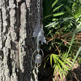 Things2Die4 70-Inch Metal Rain Chain with 5 Forest Tree Silhouettes & Zen Bells, Dark Verdigris Finish, 3.25-Inch Diameter, Decorative and Functional Downspout Alternative