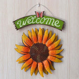 Outdoor Statue Garden Sculpture Garden Statue Outdoor Metal Sunflower Sunflower Welcome Sign Garden Decoration for Outdoor Patio
