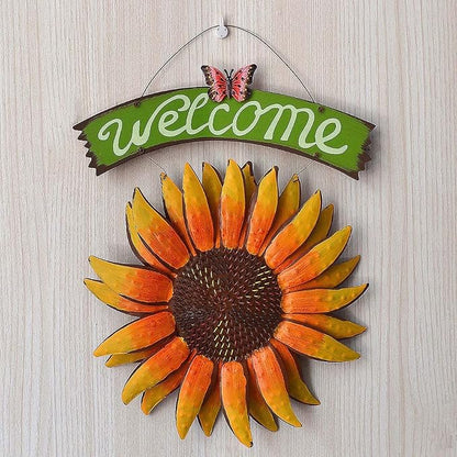 Outdoor Statue Garden Sculpture Garden Statue Outdoor Metal Sunflower Sunflower Welcome Sign Garden Decoration for Outdoor Patio
