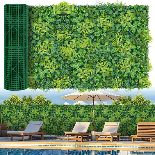 Grooy Artificial Grass Wall 40"x120"(33.33 SQFT), Boxwood Wall Panels UV-Protected Greenery Privacy Hedge Screen for Indoor Outdoor Patio Balcony, Party Garden Fence Decor