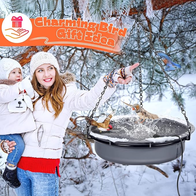 2 Pack Upgrade Bird Bath Heater for Outdoors in Winter, Pond Deicer 60 Watts Birdbath Deicer Water Heater Thermostatically Controlled with Auto Shut off Function for Patio Lawn (White,Frosted Gray)