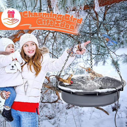 2 Pack Upgrade Bird Bath Heater for Outdoors in Winter, Pond Deicer 60 Watts Birdbath Deicer Water Heater Thermostatically Controlled with Auto Shut off Function for Patio Lawn (White,Frosted Gray)