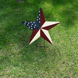 Metal Barn Star Yard Sign Patriotic Garden Stakes Hanging Star Ornament with Stake Outdoor 4th of July Lawn Decoration Party Supplies USA Flag Decor for Independence Day Memorial Day