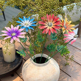 Metal Flowers for Outside, 4 Pack Decorative Garden Stakes with Spring Design, 16.5 Inch Handmade Iron Outdoor Metal Garden Decor, Flickering Daisy Yard Art for Patio Lawn