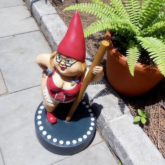 Outdoor Gnome Statue 6 Inch Red-Dancing Gnome Figurine Brings Playful Whimsical Art to Your Garden Great Indoor Outdoor Decoration for Patio Lawn Yard and Home