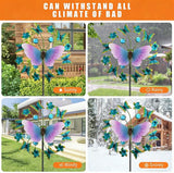 46" Butterfly Solar Outdoor Windmill Led Garden Wind Spinner, Sapphire Kinetic Wind Spinner Outdoor Decor, Wind Sculpture Yard Art for Patio, Lawn & Garden