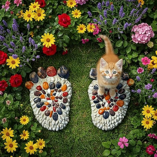 Outdoor Stepping Stone - Courtyard Entrance Paving Stone - Garden Sidewalk Decoration Stone Simulation Pebble (2-Piece Set) # B Small Size