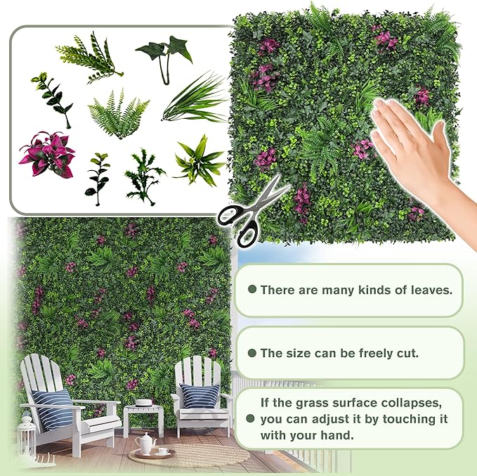 Greenery Grass Wall Boxwood Plant Roll: 80"x120"(67 SQFT) with UV Resistant Green Leaves Faux for Interior Wall, Greenery Backdrop,Garden and Indoor Outdoor Plant Panel Covering Privacy
